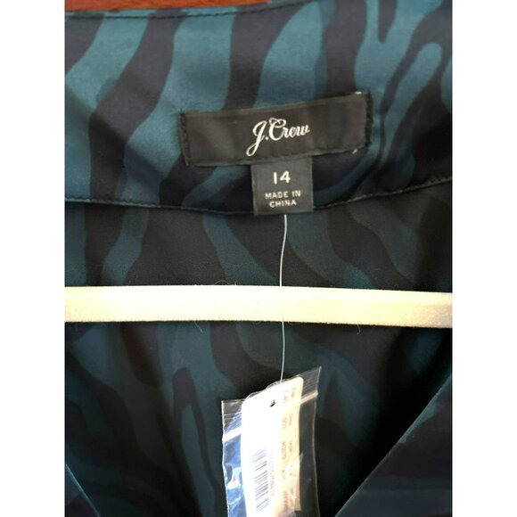 J Crew Women Zebra Print Button-Down Blouse Long Sleeve Sz 14 Cocktail Party NWT - Picture 3 of 5
